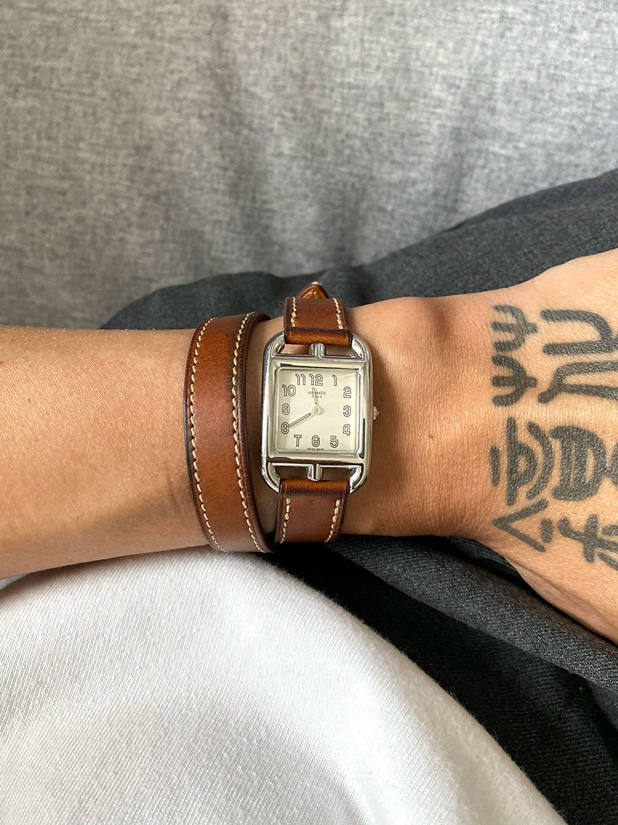 Men Wearing Hermes Cape Cod Double Tour Small Model